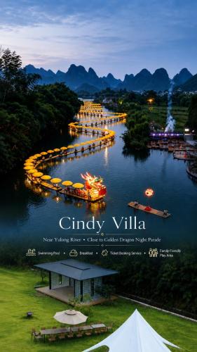 Yangshuo Hotel | Cindy Villa - Rice Fields & Karst Peaks at Yulong River - Infinity Pool & Breakfast - Near Golden Dragon Night Parade