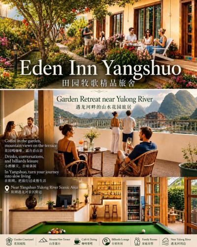 Yangshuo Hostel | Yangshuo Eden's Social Guesthouse - cozy garden courtyard & fresh craft coffee & night beers & outdoor activities