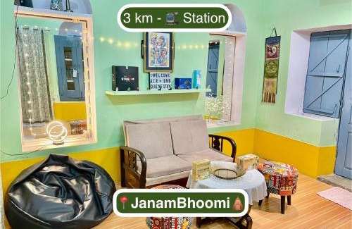Mathura House | Divine Stay- Facing Krishna Janambhoomi Temple- Family Curated HomeStay - Hotel Like Amenities