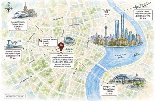 Wantiguan Hotel | Atour Hotel Shanghai Xujiahui Xietu Raod