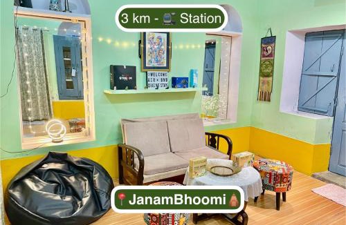 Mathura House | Divine Stay- Facing Krishna Janambhoomi Temple- Family Curated HomeStay - Hotel Like Amenities