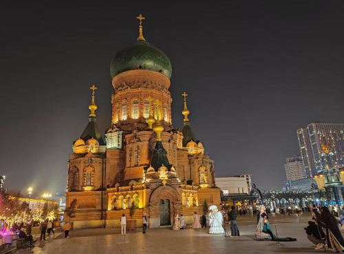 Central street and Saint Sophia Cathedral