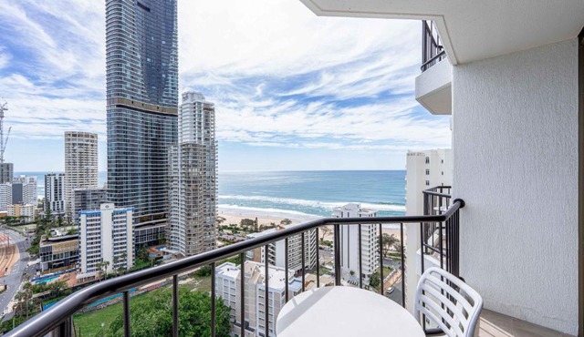 Ocean-view hotel room in central Surfers Paradise