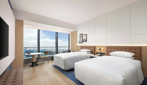 Comfort Room, 2 Double Beds, Smoking, City View