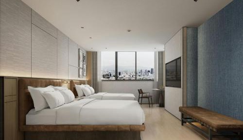 Double Room with Two Double Beds and City View