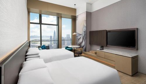 Premium double room with 2 double beds and bay view