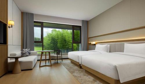 Double Room with Two Double Beds, Forest View and Mountain View