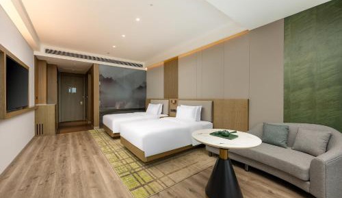 Premium Double Room with Two Double Beds and Mountain Ksitigarbha Bodhisattva View